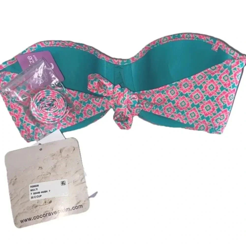 NWT 32C Coco Rave push up removable strap‎ ruched middle bikini top - Picture 3 of 8